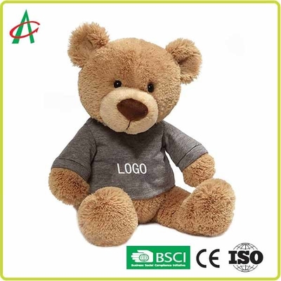 ISO9001 25CM خرس عروسکی مخمل خواب دار و ممتاز قابل شستشو با لباس زرد