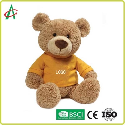 ISO9001 25CM خرس عروسکی مخمل خواب دار و ممتاز قابل شستشو با لباس زرد