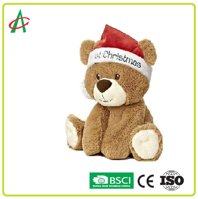خرس عروسکی دوست‌داشتنی هدیه کریسمس اسباب‌بازی مخمل‌دار حیوانات پر شده اولین کریسمس من سفارشی
