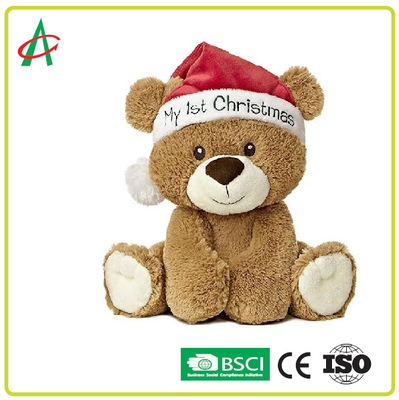 خرس عروسکی دوست‌داشتنی هدیه کریسمس اسباب‌بازی مخمل‌دار حیوانات پر شده اولین کریسمس من سفارشی