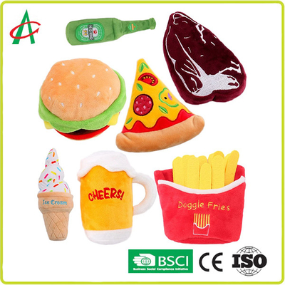 Bite Squeaky Pet Plush Toy پارچه پلی استر با دوام استاندارد EN71