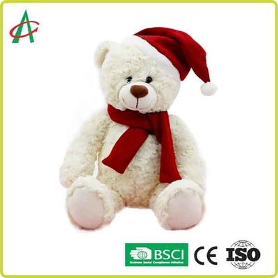 خرس عروسکی مخمل خواب دار 25 سانتی متری با کلاه کریسمس