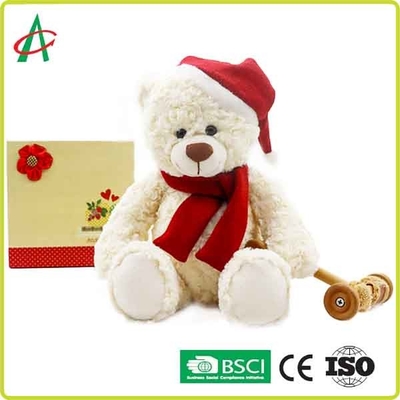 خرس عروسکی مخمل خواب دار 25 سانتی متری با کلاه کریسمس